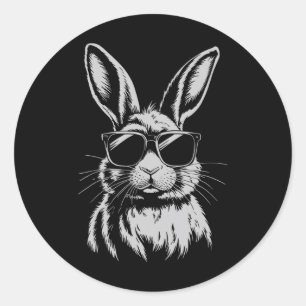 Bunny Face With Sungles For Boys Men Kids Easter D Classic Round Sticker