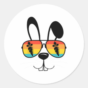 Bunny Face With Sungles For Boys Men Kids Easter D Classic Round Sticker