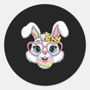 Bunny Face With Sungles For Boys Men Kids Easter D Classic Round Sticker