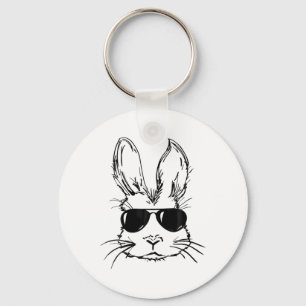 Bunny Face With Sungles For Boys Men Kids Easter D Key Ring