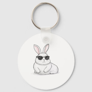Bunny Face With Sungles For Boys Men Kids Easter D Key Ring