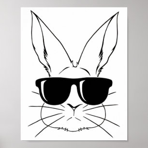 Bunny Face With Sungles For Boys Men Kids Easter D Poster