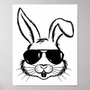 Bunny Face With Sungles For Boys Men Kids Easter D Poster