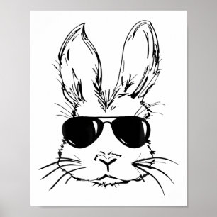 Bunny Face With Sungles For Boys Men Kids Easter D Poster