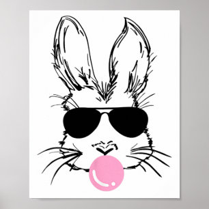 Bunny Face With Sungles For Boys Men Kids Easter D Poster