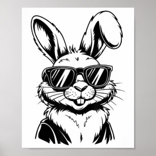 Bunny Face With Sungles For Men Boys Kids Rabbit E Poster