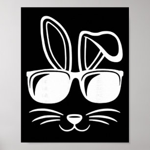 Bunny Face With Sungles Men Boys Kids Easter Day Poster