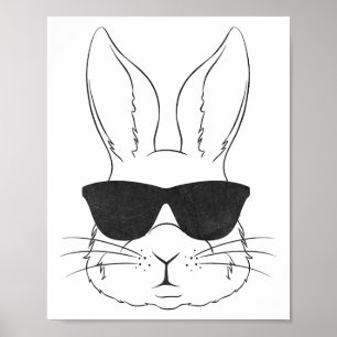 Bunny Face With Sungles Rabbit Easter Day Boys Men Poster