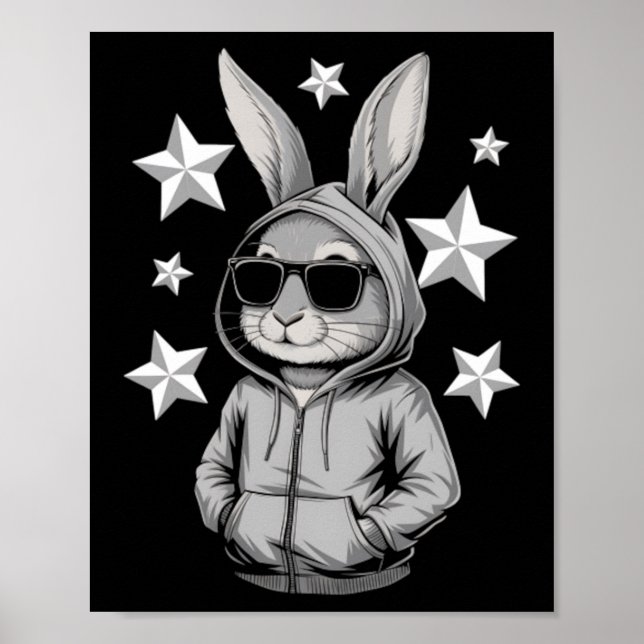 Bunny Face With Sungles Rabbit Poster (Front)