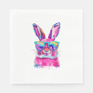 Bunny Face with Tie Dye Glasses Happy Easter Day M Napkin