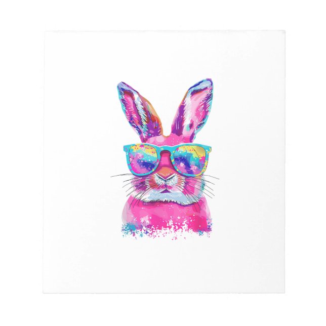 Bunny Face with Tie Dye Glasses Happy Easter Day M Notepad (Front)