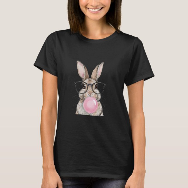 Bunny Face With Tie Dye Glasses Happy Easter Day M T-Shirt (Front)