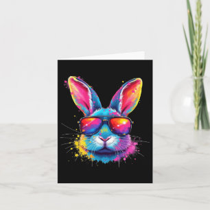 Bunny Face With Tie Dye Gles Happy Easter Day Men  Card