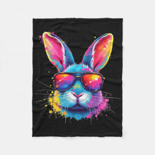 Bunny Face With Tie Dye Gles Happy Easter Day Men  Fleece Blanket