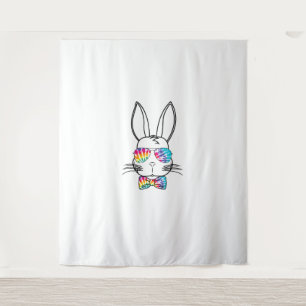 Bunny Face With Tie Dye Sunglasses & Bow Tie Easte Tapestry