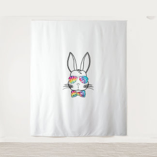 Bunny Face With Tie Dye Sunglasses & Bow Tie Easte Tapestry