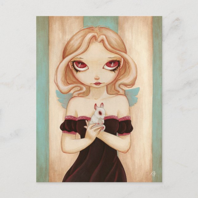 Bunny - fairy albino bunny postcard (Front)