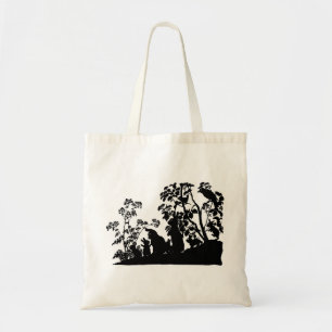 Bunny Family Silhouette Nature Scene Vintage Woods Tote Bag