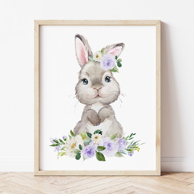Bunny, Farm Animals, Lilac Flowers, Gender Neutral Poster (Creator Uploaded)
