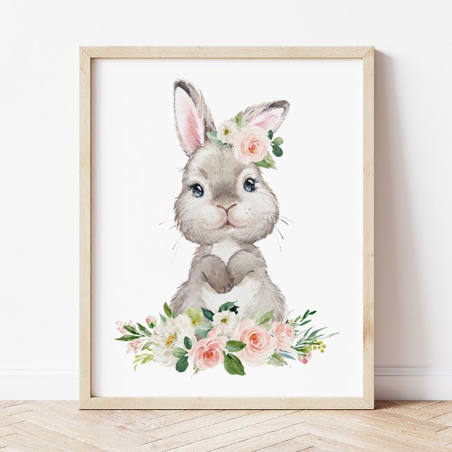 Bunny, Farm Animals, Pink Flowers, Girl Nursery Photo Print (Creator Uploaded)