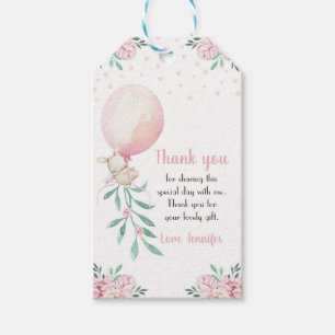Bunny Favour Tags Girl Pink Balloon