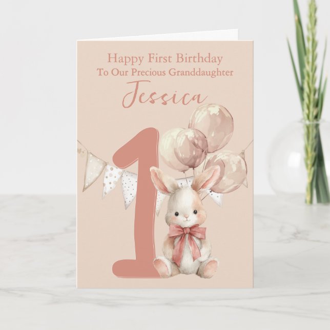 Bunny First Birthday  Card (Front)