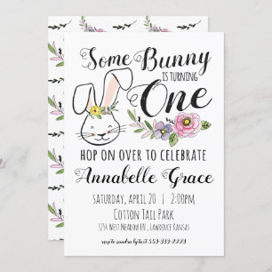 Bunny First Birthday Invitation