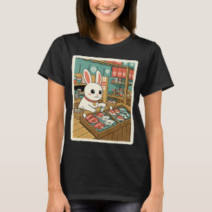 Bunny Fish Market Cute Japanese Shop Scene T-Shirt