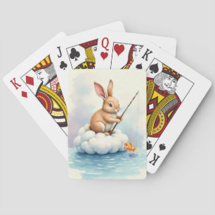 Bunny Fishing from a Cloud Playing Cards