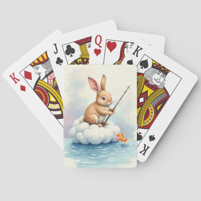 Bunny Fishing from a Cloud Playing Cards (Back)