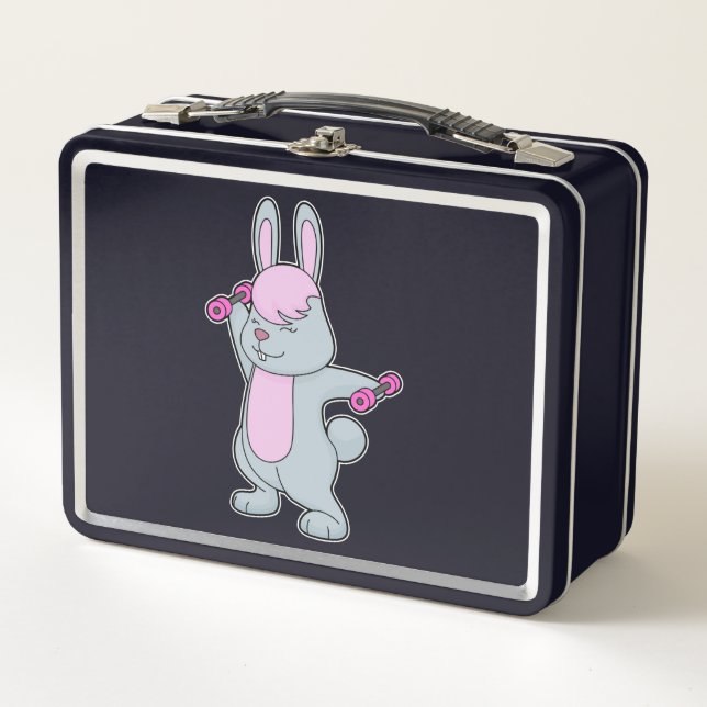 Bunny Fitness Dumbbell Metal Lunch Box (Front)
