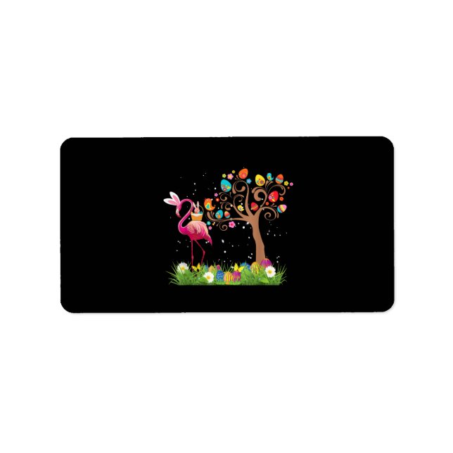 Bunny Flamingo Easter 2021 | Cute Flamingo Lovers Label (Front)
