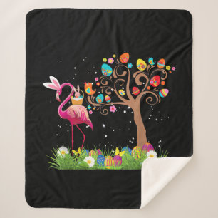 Bunny Flamingo Easter 2021 Cute Flamingo Lovers Sherpa Blanket