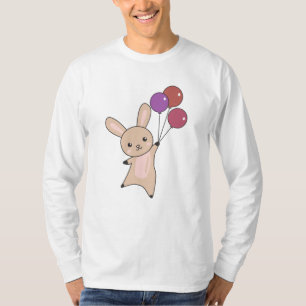 Bunny Flies Balloons Above Cute Animals For Kids T-Shirt