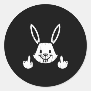 Bunny Flip The Bird Easter Day Classic Round Sticker