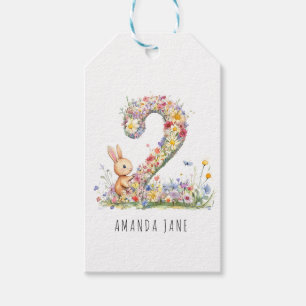 Bunny Floral 2nd Birthday Gift Tags