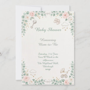 Bunny Floral Baby Shower Invitation