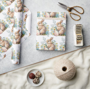 Bunny & Floral Egg Wrapping Paper
