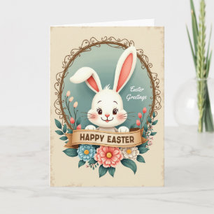 Bunny Floral Pattern Easter Card