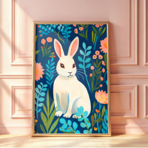 Bunny Floral Poster