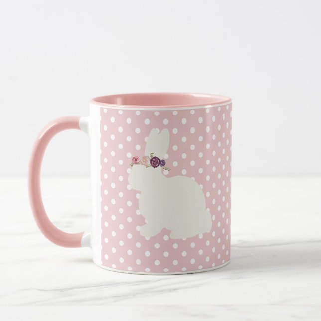 Bunny Flower Painting Bouquet Coffee Mug (Left)