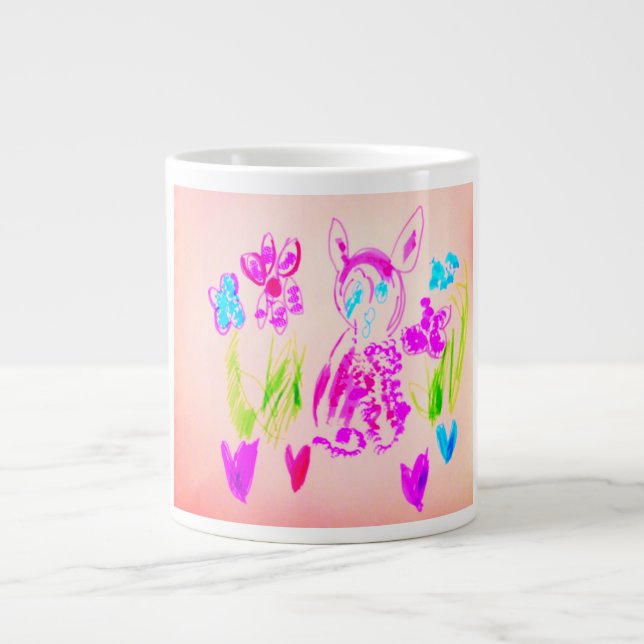 Bunny Flowers Large Coffee Mug (Front)
