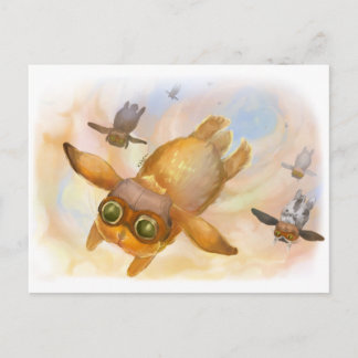 Bunny fly fly fly postcard