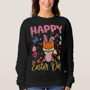 Bunny Fox Colorful Eggs Hunting Happy Easter Day Sweatshirt