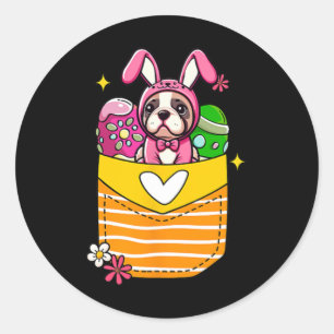 Bunny French Bulldog Easter Chocolate Eggs Inside Classic Round Sticker