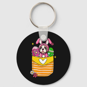 Bunny French Bulldog Easter Chocolate Eggs Inside  Key Ring