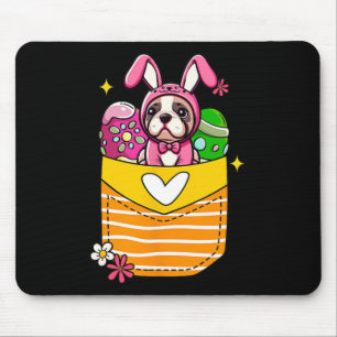 Bunny French Bulldog Easter Chocolate Eggs Inside Mouse Pad