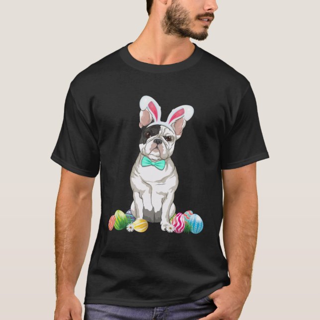 Bunny French Bulldog Easter Happy Easter Dog T-Shirt (Front)