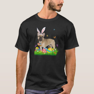 Bunny French Bulldog With Egg Basket Easter Huntin T-Shirt