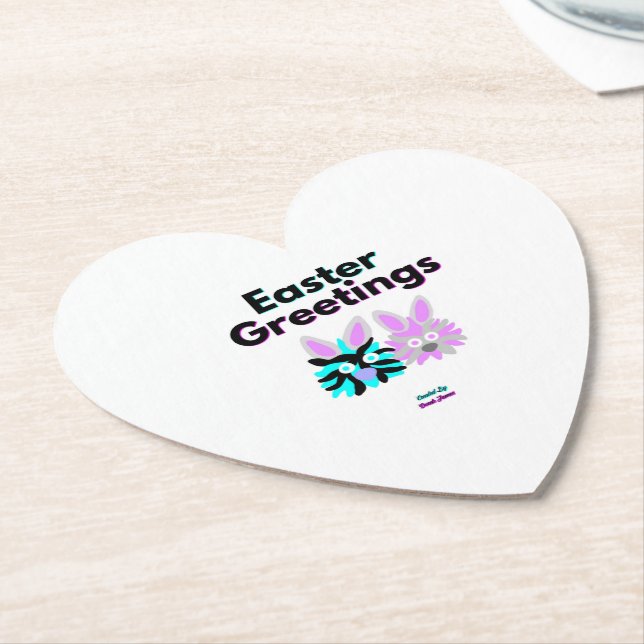 Bunny Fuzzies Heart Paper Coaster (Angled)